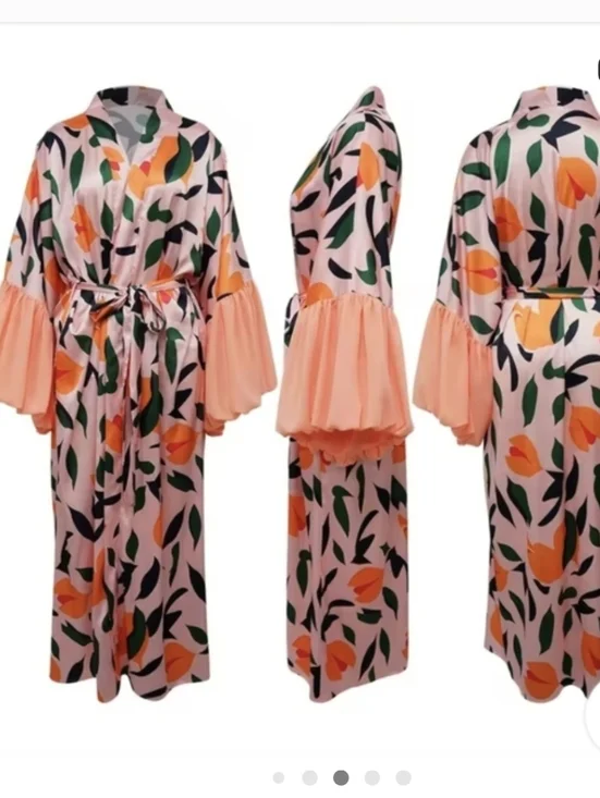 Big Peach Kimono Ruffle Robe NeW  OS - Picture 3 of 4